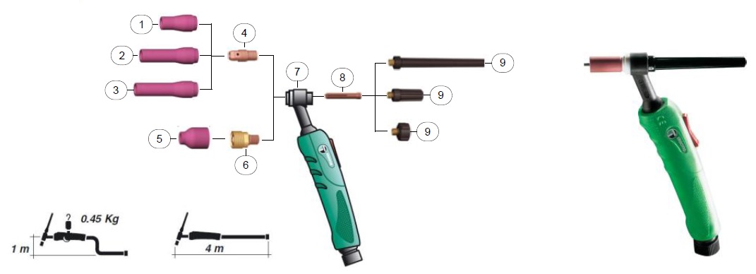  Stang  Las  Argon TIG Torches Air Cooled SINTIG 9 Bumi 